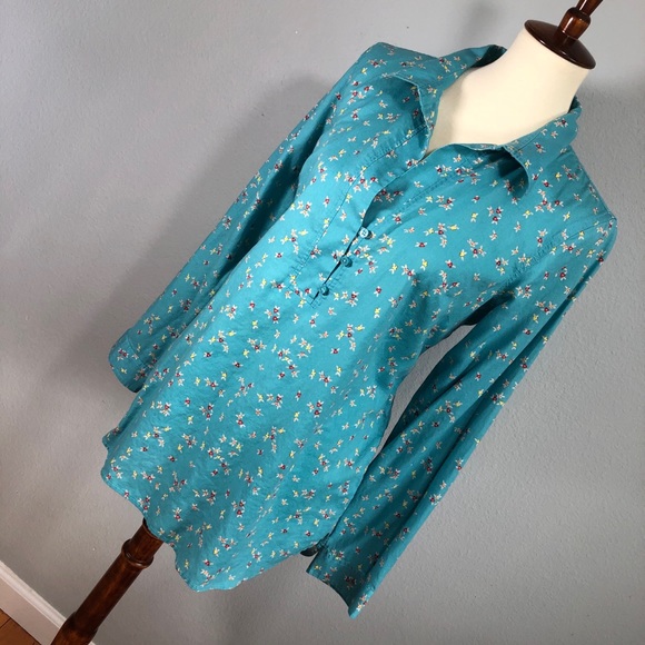 Talbots Floral Button Tunic Top - Picture 3 of 5
